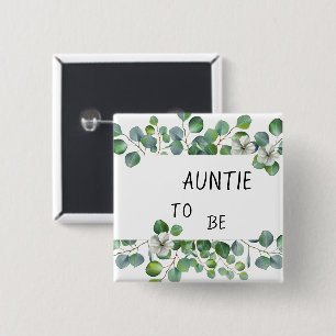 Badge Carré 5 Cm Tante future élégante aquarelle eucalyptus