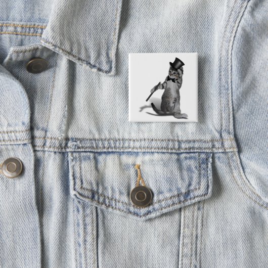 Badge Carré 5 Cm Tap Dancing Cat (En situation)