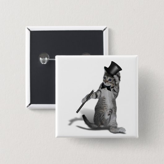 Badge Carré 5 Cm Tap Dancing Cat (Devant & derrière)