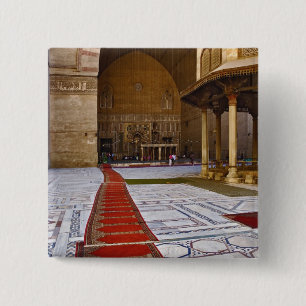 Badge Carré 5 Cm Tapis de prière menant à une mosquée islamique, Le