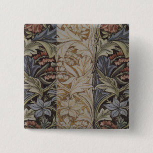 Badge Carré 5 Cm Tapisserie de Jacinthe de William Morris Botanique