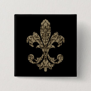 Badge Carré 5 Cm Tapisserie Fleur de lis 4