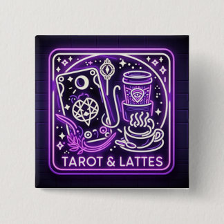 Badge Carré 5 Cm Tarot et lattes (broche)