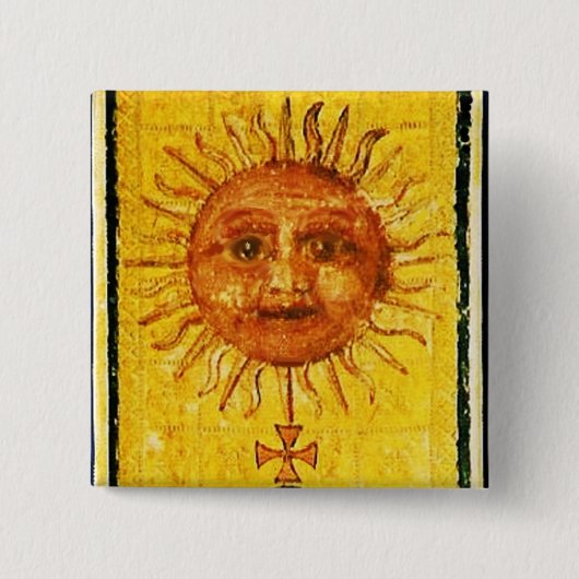BADGE CARRÉ 5 CM TAROTS DE RENAISSANCE ANTIQUE / LE SOLEIL (Devant)