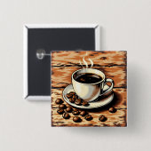 Badge Carré 5 Cm Tasse de café (Devant & derrière)