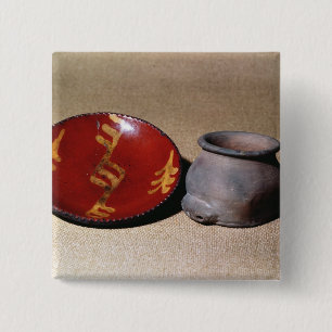 Badge Carré 5 Cm Tasse de Redware et plat, c.1780