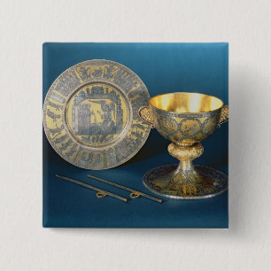 Badge Carré 5 Cm Tasse, plat et fistules de communion