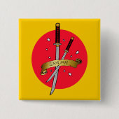 Badge Carré 5 Cm Tatouage samouraï d'épée (Devant)