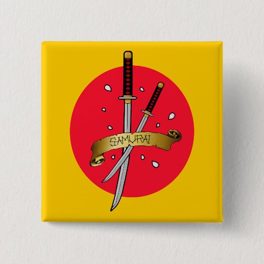 Badge Carré 5 Cm Tatouage samouraï d'épée (Devant)