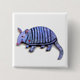 Badge Carré 5 Cm Tatous uniques heureux mignons d'amusement d'art