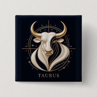 Badge Carré 5 Cm ♉ Taureau élégant Zodiaque Taureau doré Astrologie