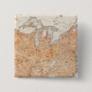 Badge Carré 5 Cm Taxation par habitant, Lithographe statistique des