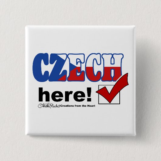 Badge Carré 5 Cm Tchèque ici (léger) (Devant)