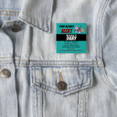 Badge Carré 5 Cm Teal Dairy Food Allergy Alert Warning (En situation)