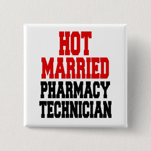 Badge Carré 5 Cm Technicien en pharmacie marié à chaud