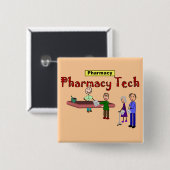 Badge Carré 5 Cm Technologie Pharmaceutique Avec Conception De Clie (Devant & derrière)