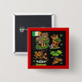 Badge Carré 5 Cm Teddy Bear Collection St. Patrick's Day (Devant & derrière)