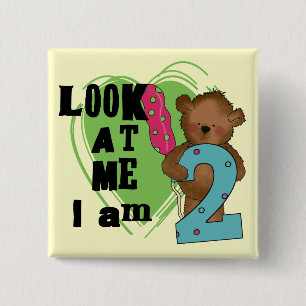 Badge Carré 5 Cm Teddy Bear I'm 2 Anniversaire T-shirts et cadeaux