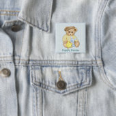 Badge Carré 5 Cm Teddy Boy - Pâques (En situation)