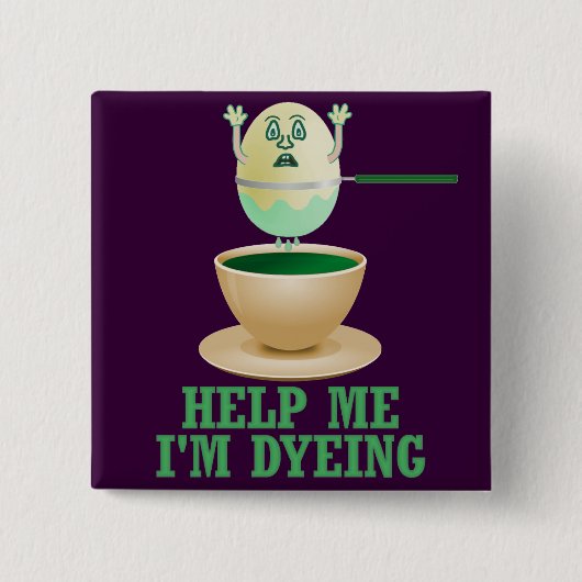 Badge Carré 5 Cm Teinture drôle d'oeuf de pâques (Devant)