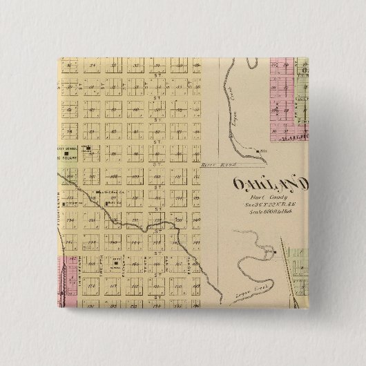 Badge Carré 5 Cm Tekamah, Oakland et Lyons, Nebraska (Devant)