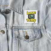 Badge Carré 5 Cm Télé Amour (En situation)