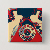 Badge Carré 5 Cm Téléphone rétro (Devant)