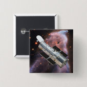 Badge Carré 5 Cm Télescope spatial Hubble (Devant & derrière)