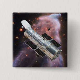 Badge Carré 5 Cm Télescope spatial Hubble