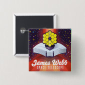 Badge Carré 5 Cm Télescope spatial James Webb. (Devant & derrière)