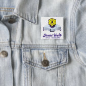 Badge Carré 5 Cm Télescope spatial James-Webb. Bouton (En situation)