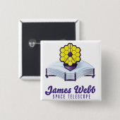 Badge Carré 5 Cm Télescope spatial James-Webb. Bouton (Devant & derrière)