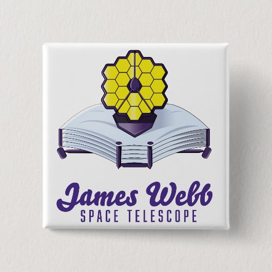 Badge Carré 5 Cm Télescope spatial James-Webb. Bouton (Devant)