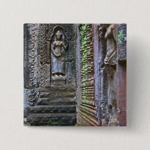 Badge Carré 5 Cm Temple de Ta Prohm, province de Siem Reap, Cambodg