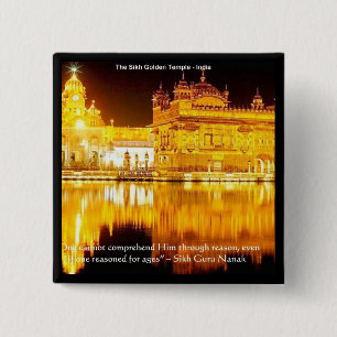 Badge Carré 5 Cm Temple d'or sikh en Inde Cadeaux et T-shirts