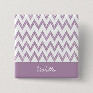 Badge Carré 5 Cm Tendance crayon mauve Chevron Zigzags et nom