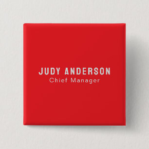 Badge Carré 5 Cm Tendance Rouge Clair Professionnel Moderne Élégant