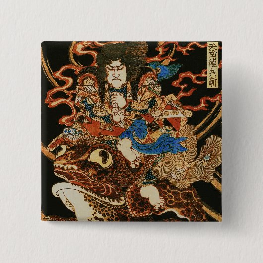 Badge Carré 5 Cm Tenjiku Tokubei équitation géant Toad Kuniyoshi Fi (Devant)