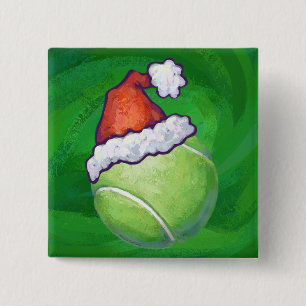 Badge Carré 5 Cm Tennis Ball Christmas Green