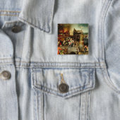 Badge Carré 5 Cm Tentation de Saint-Antoine (En situation)