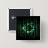 Badge Carré 5 Cm Terminal vert de Linux (Devant & derrière)
