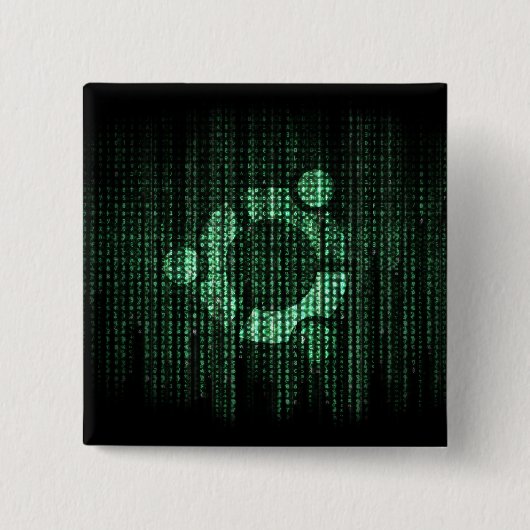 Badge Carré 5 Cm Terminal vert de Linux (Devant)