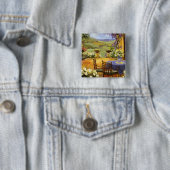 Badge Carré 5 Cm Terrasse de campagne (En situation)