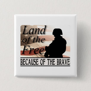 Badge Carré 5 Cm Terre du libre en raison des militaires courageux