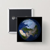 Badge Carré 5 Cm Terre entière montrant la région arctique (Devant & derrière)