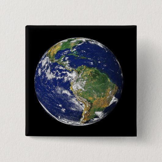 Badge Carré 5 Cm Terre entière montrant l'Amérique du Sud (Devant)