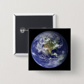 Badge Carré 5 Cm Terre montrant l'hémisphère occidental (Devant & derrière)