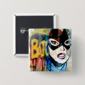 Badge Carré 5 Cm Tête Batgirl (Devant & derrière)