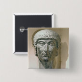 Badge Carré 5 Cm Tête colossale d'empereur Constantine I (Devant & derrière)