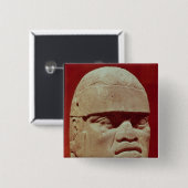 Badge Carré 5 Cm Tête colossale, Olmec (Devant & derrière)
